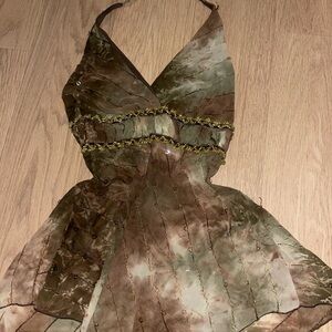 Brown and Green Halter top